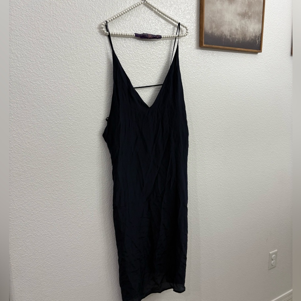 Lonely Label US 8 100 silk Simple Black Slip Dress nightgown